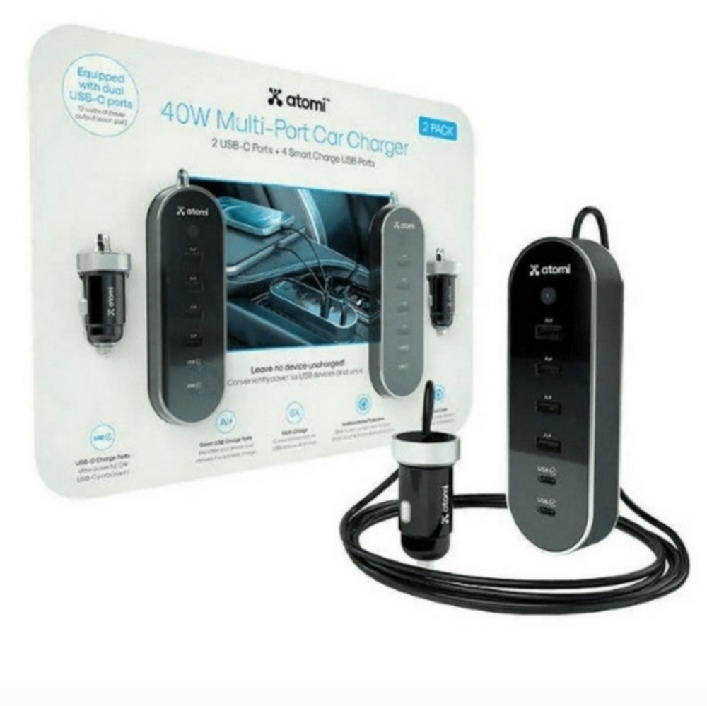 Atomi 40W 12V USB Charger, 2-pack new
